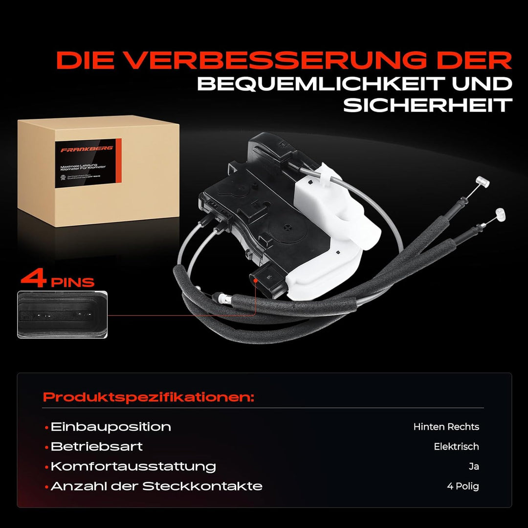 Frankberg Türschloss Stellmotor Hinten Rechts 4-Polig Kompatibel mit iX35 EL ELH LM Alle Motoren SUV