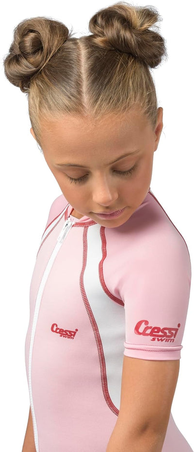 Cressi Kid Shorty Wetsuit 1.5 mm - Shorty Neoprenanzug für Kinder Ultra Stretch Neopren Rosa/Weiss X