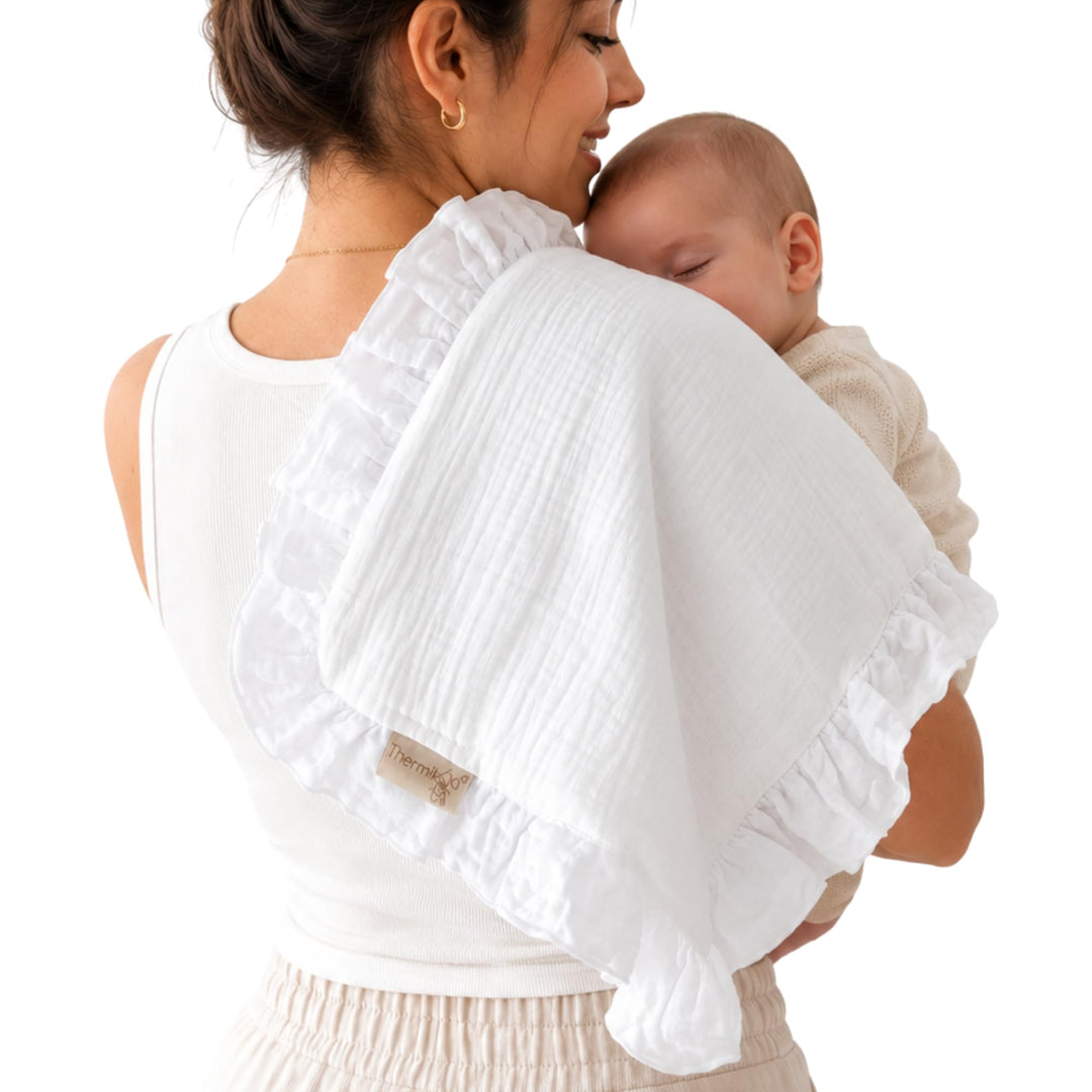 Thermikoa Spucktuch Baby Musselin – 50x30 cm Mulltuch für Kinderwagen – 3-lagige Baumwolle &amp; Frottee