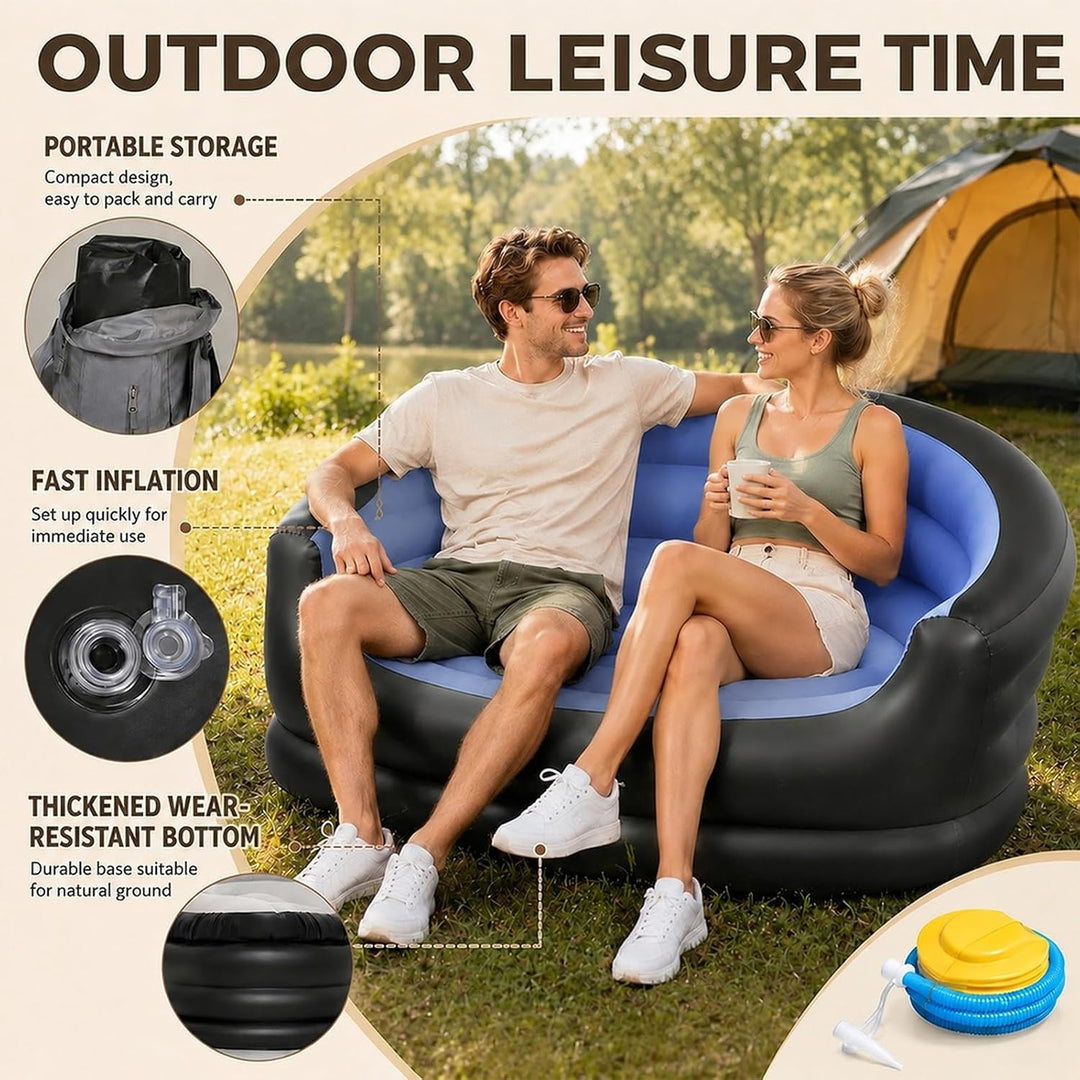 2-Sitzer Aufblasbares Sofa, Aufblasbarer Sessel Indoor &amp; Outdoor | Aufblasbare Couch für Erwachsene,