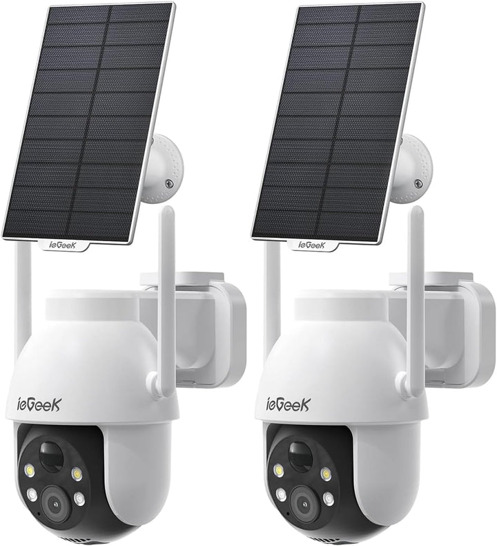 ieGeek 2K 3MP HD Überwachungskamera Aussen Solar, 360° PTZ Überwachungskamera Aussen Akku, 2.4GHz WL