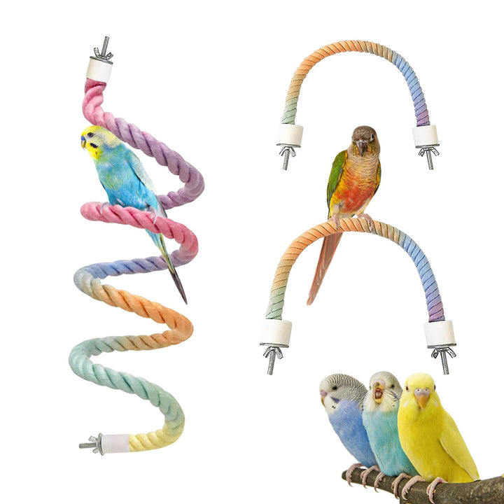 Vogelkäfig-Kletterseil-Spielzeug, Farbverlauf, buntes Vogelseil-Ständer, biegbares Kletterseil, Voge