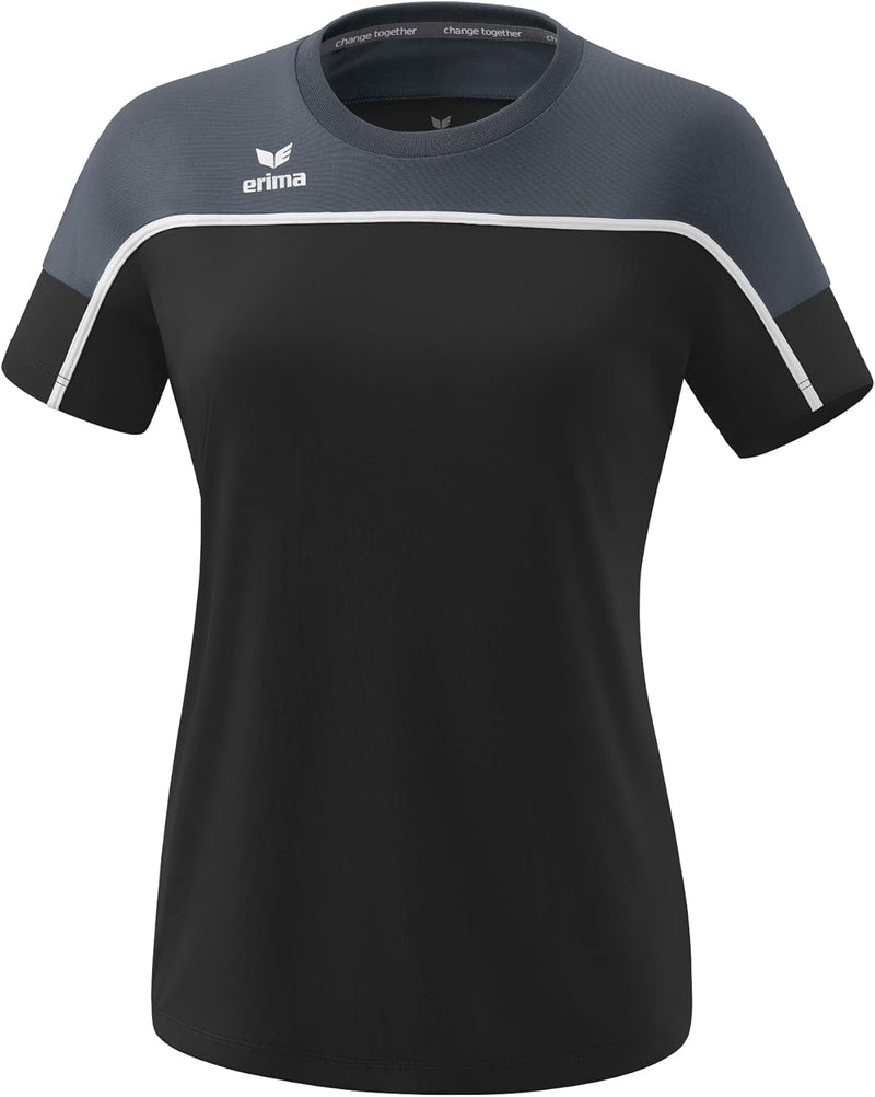 Erima Damen "CHANGE by erima" funktionelles T-Shirt, Black Grey/Slate Grey/Weiss