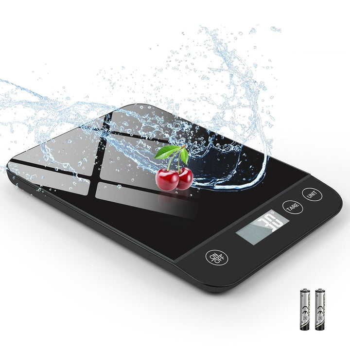 Digitale Küchenwaage, 10kg Kapazität, Sicherheitsglas, Einfache Tara-Funktion, Grosses LCD-Display,