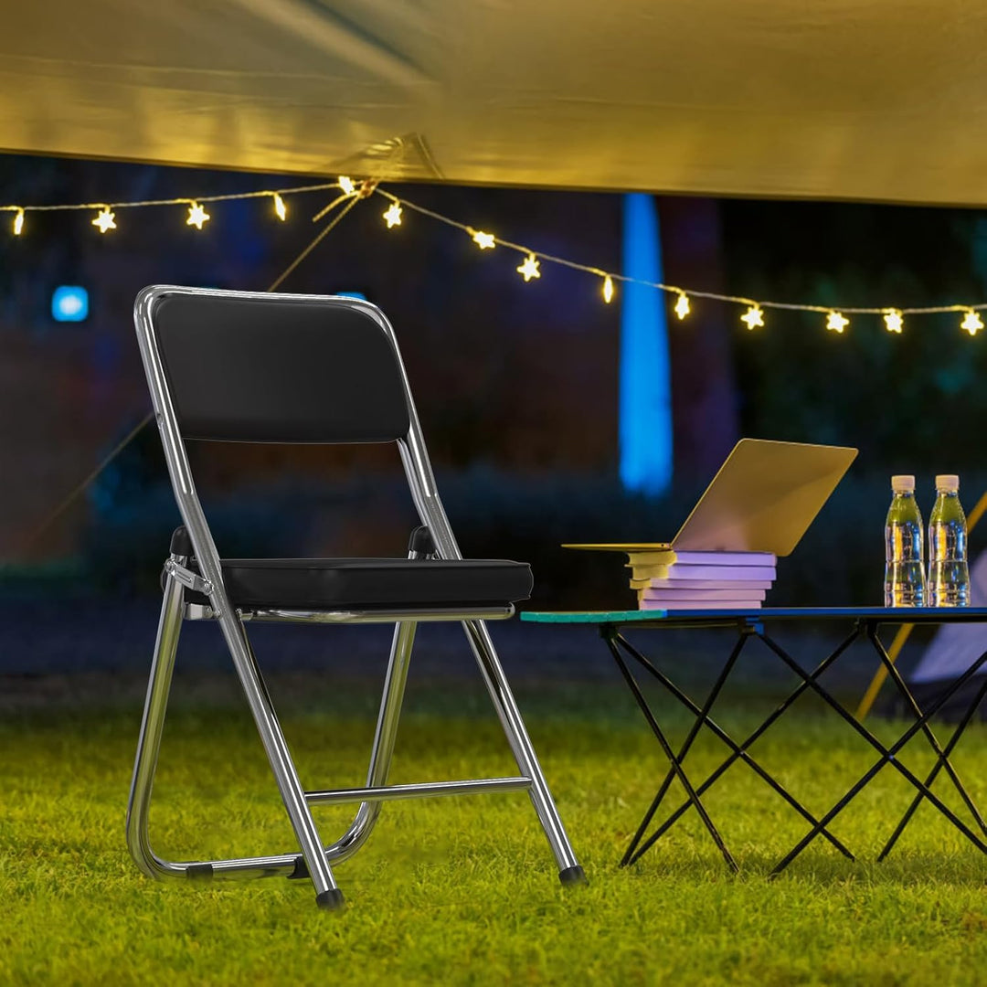 Lvhecforhm 2er Set Klappstuhl mit Rückenlehne, Esszimmerstühle, Küchenstuhl mit Stahlrahmen, Esszimm