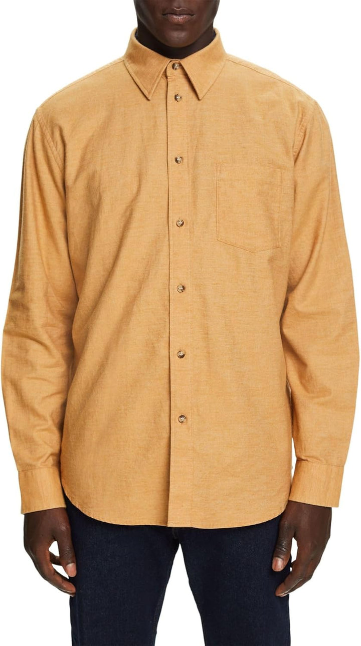ESPRIT Hemd in melierter Optik, 100% Baumwolle S Camel, S Camel
