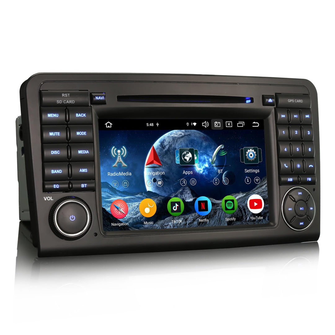 Erisin 8-Kern 4GB+64GB 7 Zoll Android 16 Autoradio GPS Navigation Für Mercedes ML-Klasse W164 GL-Kla