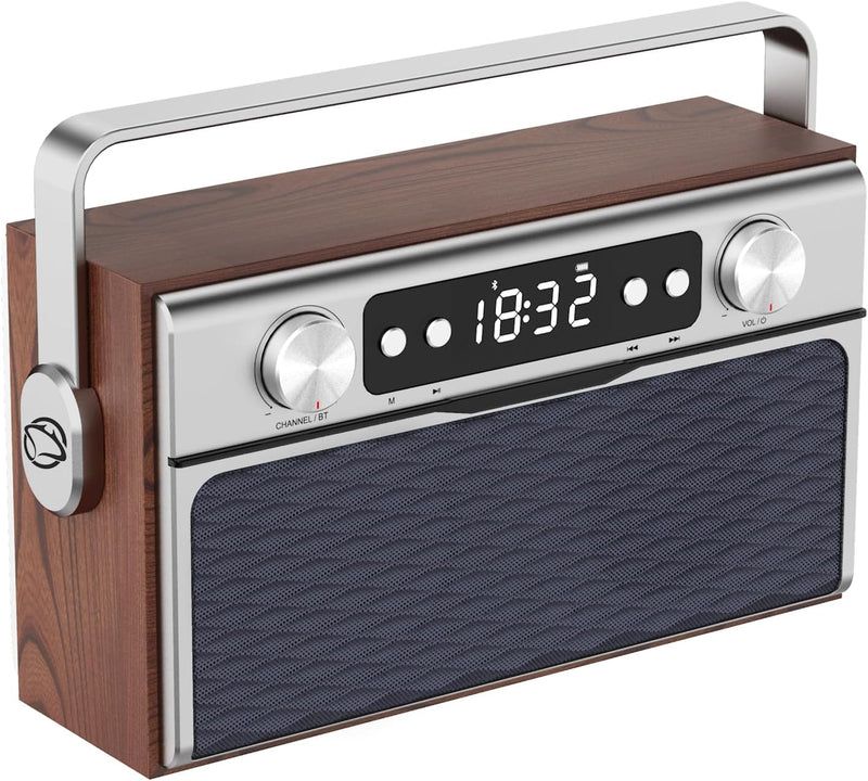 Manta Retro Radio mit Bluetooth 5.0 - Büro FM-Radio mit 50 Senderspeicherplätzen - 20 W Küchenradio