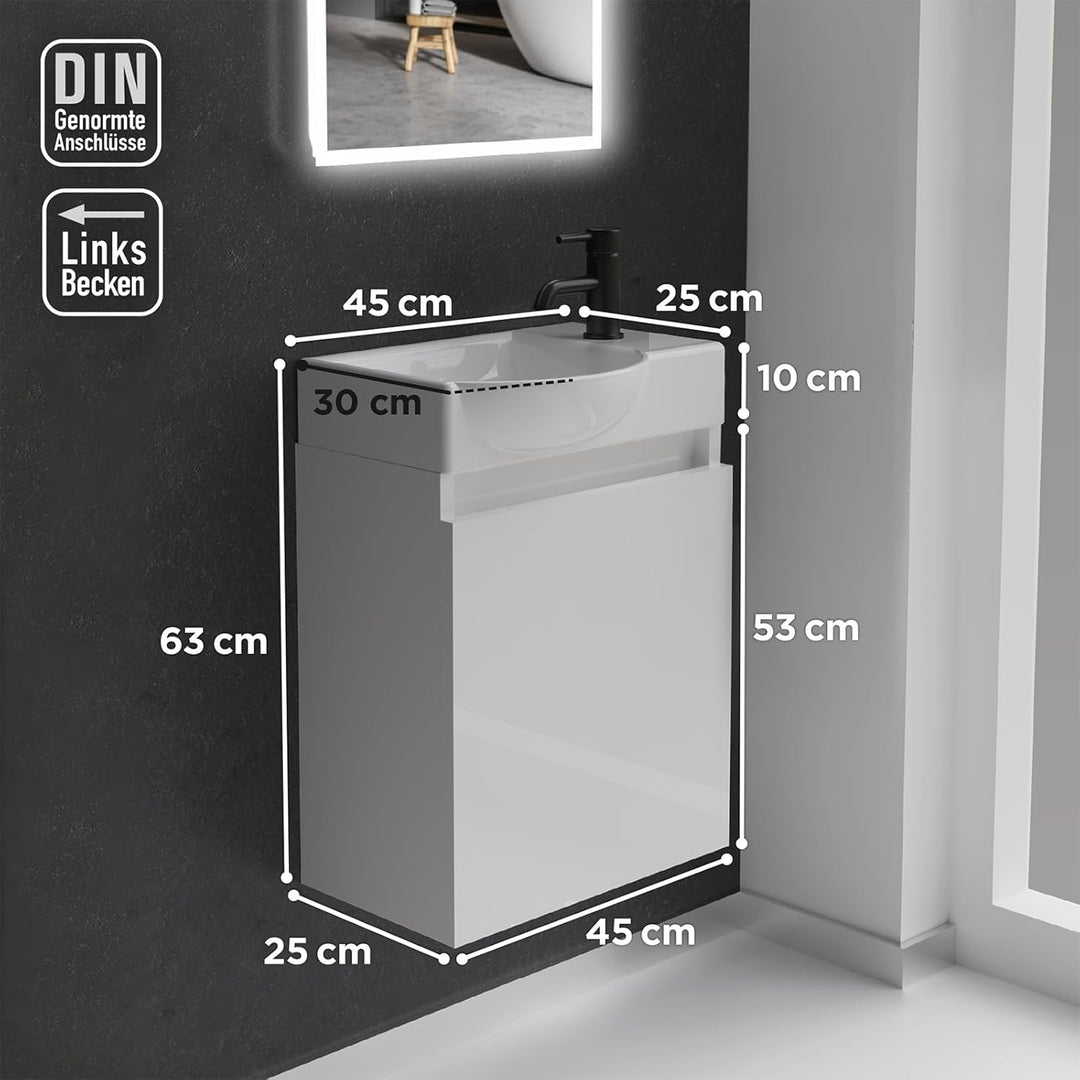 Alpenberger Waschbecken mit Unterschrank Hängend | Aufsatzwaschbecken mit Unterschrank | Gäste WC Mö