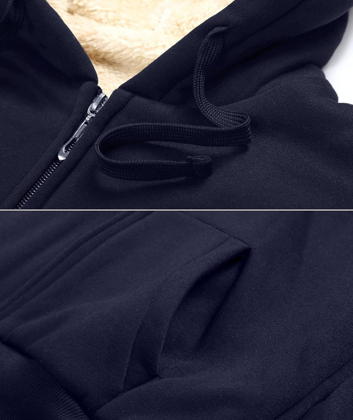 igeekwell Damen Fleecejacke mit Kapuze Warm Hoodie Jacke Damen Sweatjacke mit Teddyfutter Damen Outd