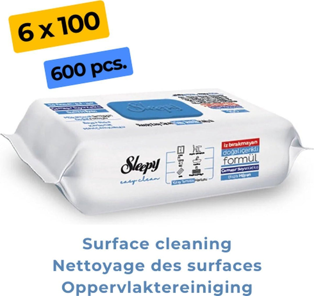 Sleepy Easy Clean Oberflächenreinigungstücher Bleichzusatz 6er Packung 6x100 (600 Blatt) Putztücher