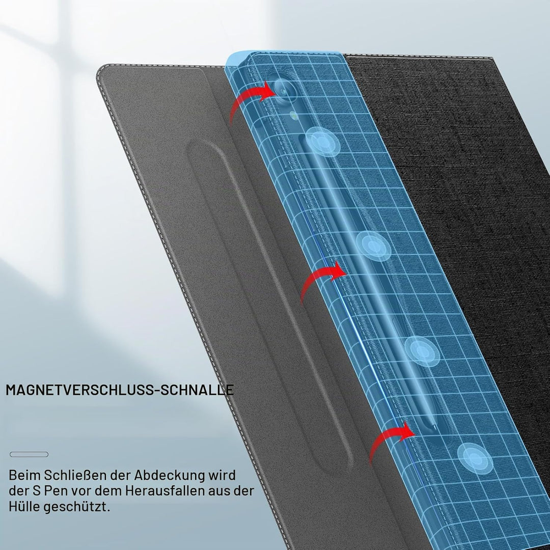 INFILAND Hülle für Samsung Galaxy Tab S9 FE/S9 2023 mit S Pen Halter, Ultra Dünn Multi-Winkel Stände