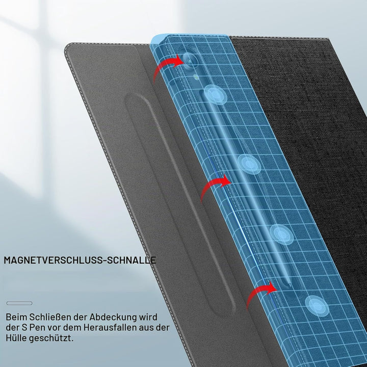 INFILAND Hülle für Samsung Galaxy Tab S9 FE/S9 2023 mit S Pen Halter, Ultra Dünn Multi-Winkel Stände