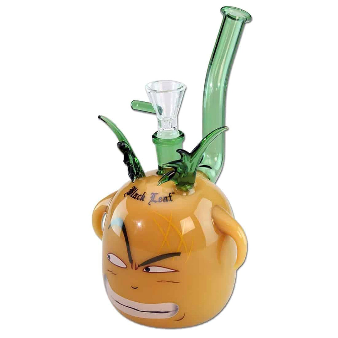 Black Leaf Grumpy Percolator Bong 20 cm | Orange/Grün | Perkolator Bong 14,5 (NS 14) aus Borosilikat