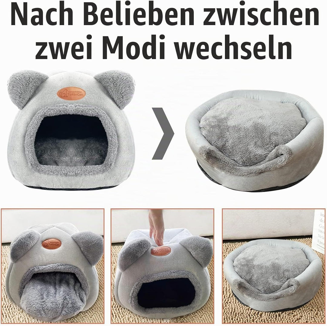 Katzenhöhle Katzenbett Waschbares Katzenhaus Haustierbett Weiches Komfort Zelt Katzenstreu Bett Warm