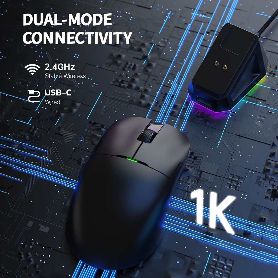AJAZZ AJ159P SUPERLIGHT Kabellose Gaming-Maus mit Magnetischer Ladestation, Ultraleicht 56g, Pixart