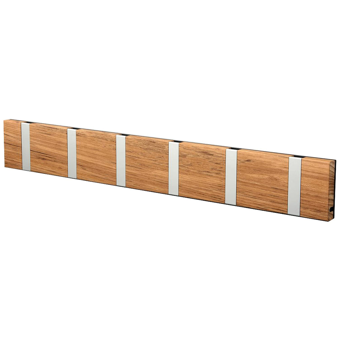 LoCa Garderobe Knax 6 Teak (geölt) (Haken klappbar Alu) Garderoben-Leiste Kleiderhaken Flur modern G