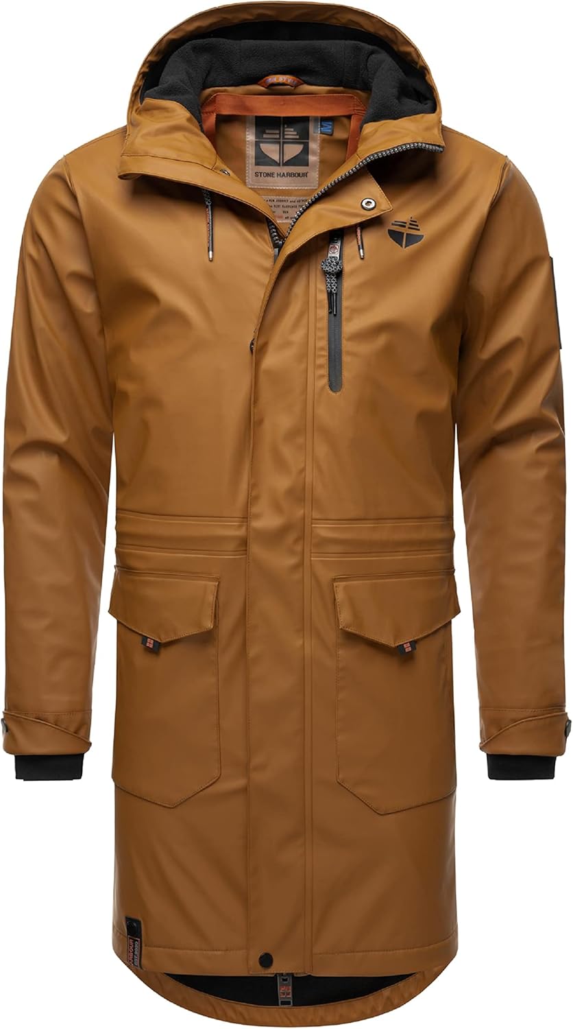 STONE HARBOUR wasserdichter gefütterter Herren Regenmantel Verdaan S-3XL XXL Tobacoo, XXL Tobacoo