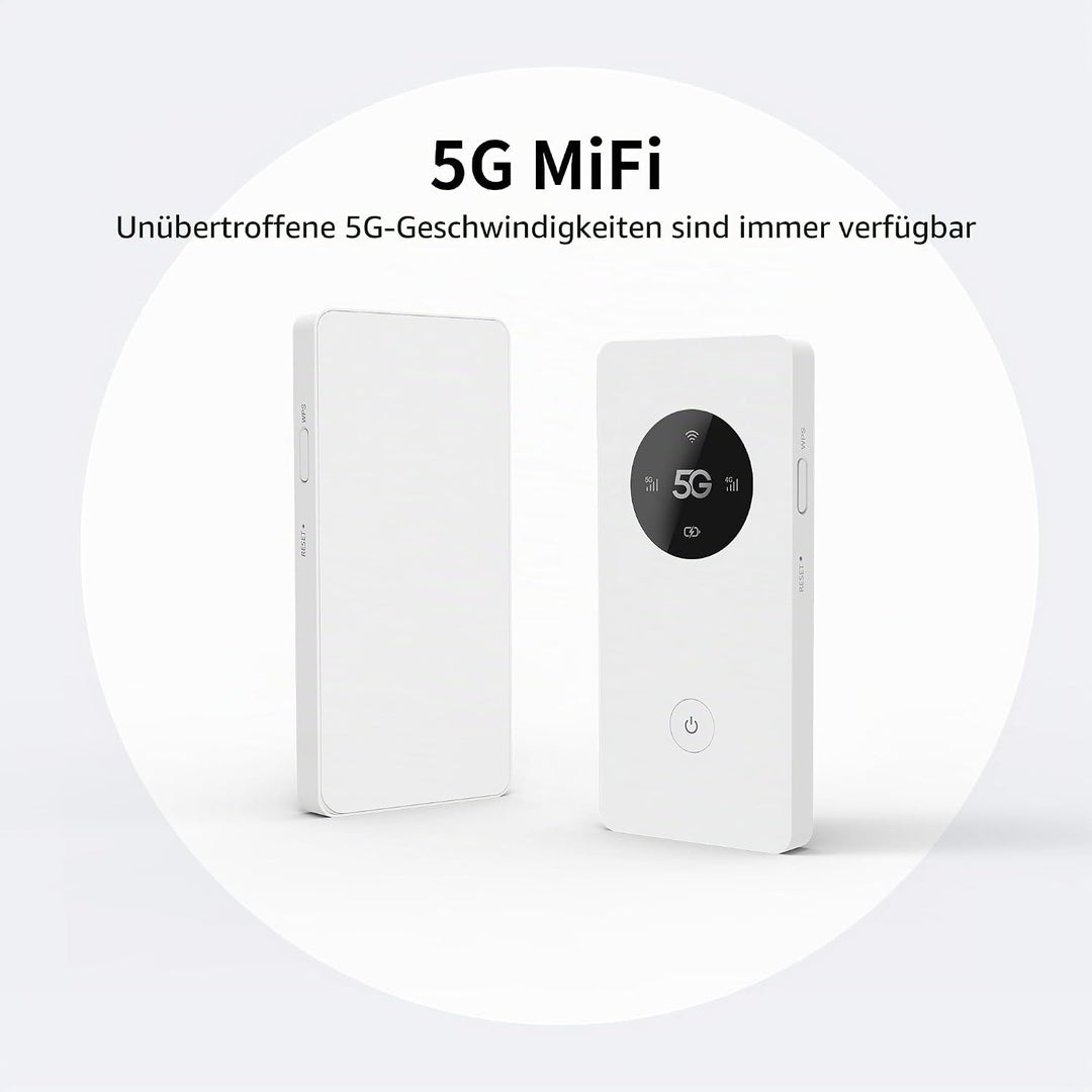 Calonny Tragbarer mobiler WLAN-Hotspot,5G-LTE-SIM-Router,2 Gbit/s,5000 mAh wiederaufladbarer Akku,ka