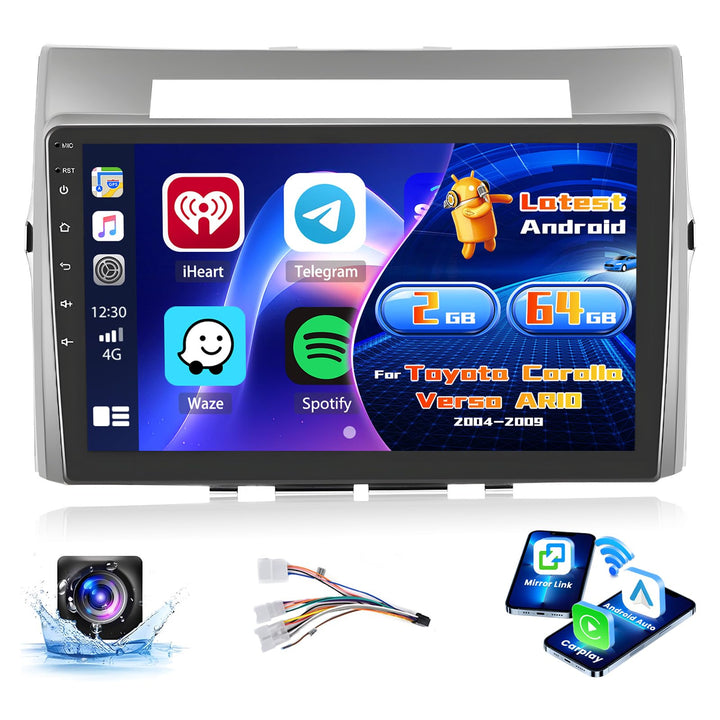 Radio für Toyota Corolla Verso AR10 2004-2009 Android 15 2+64G mit Wireless CarPlay Android Auto, 9