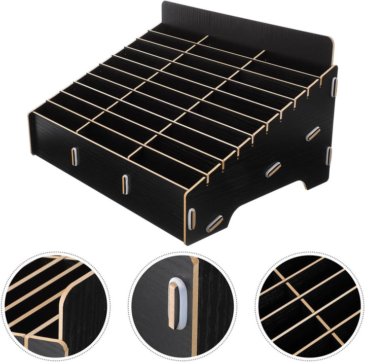 Operitacx Holz Handy Aufbewahrungsbox Mit 30 Gitter Fächer Nachhaltiger Desktop Organizer Für Büro U