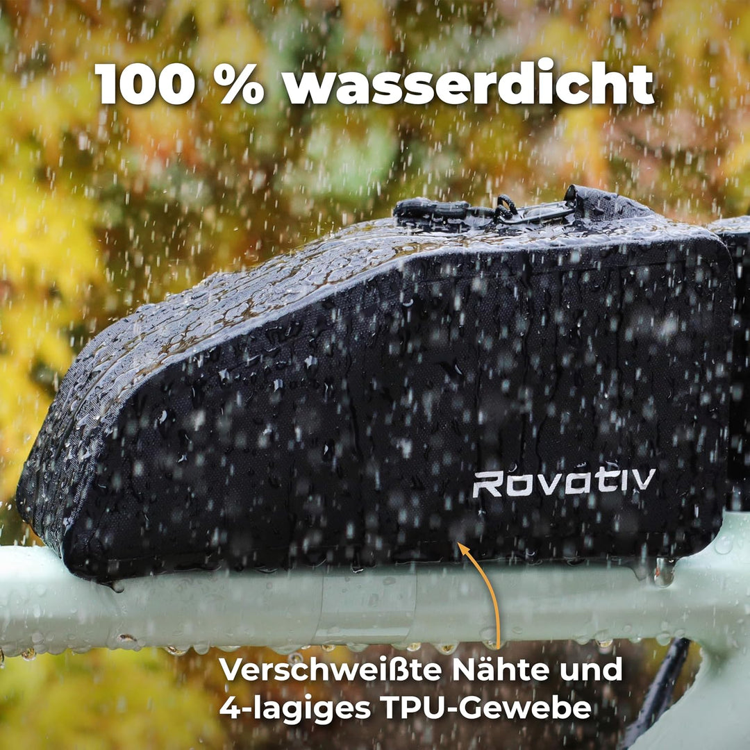 Rovativ® Bikepacking Oberrohrtasche schraubbar [1 Liter] 100% Wasserdicht - Bolt-on - Rahmentasche f