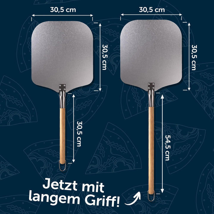 Blumtal Pizzaschieber mit grosser Fläche und abnehmbaren Griff - 30,5cm x 30,5cm Pizzaschaufel Alumi