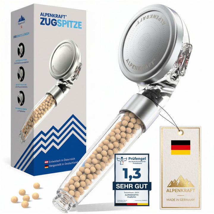 ALPENKRAFT - ZugSpitze Made in Germany Duschkopf wassersparend druckerhöhend