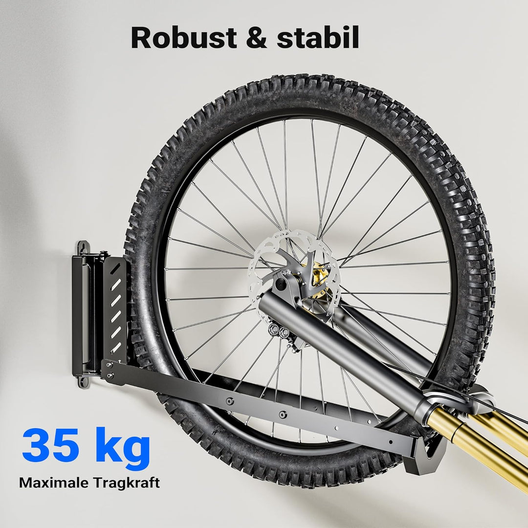 Wiltec Fahrrad Wandhalterung 11,8 x 30,7-34 x 43,8-62,5 cm bis 35 kg, Fahrradhalterung universell, f