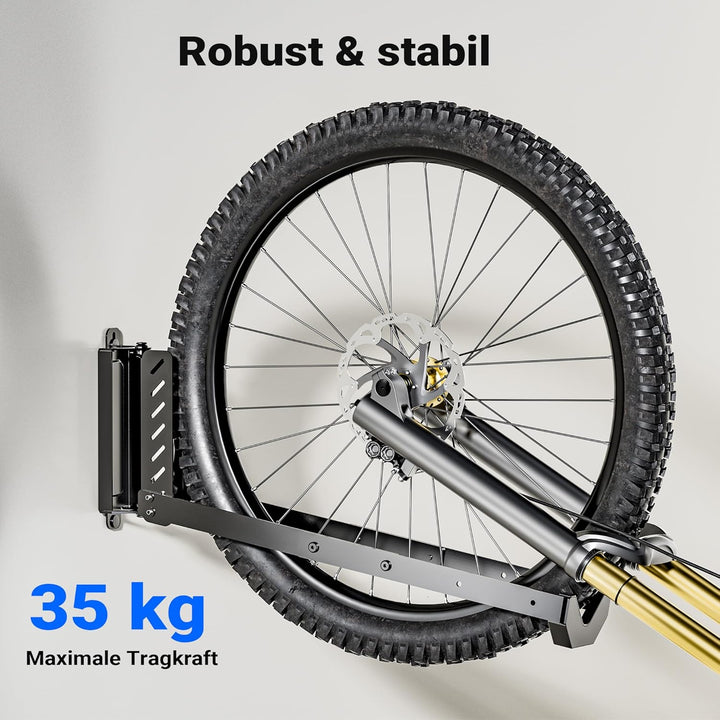 Wiltec Fahrrad Wandhalterung 11,8 x 30,7-34 x 43,8-62,5 cm bis 35 kg, Fahrradhalterung universell, f