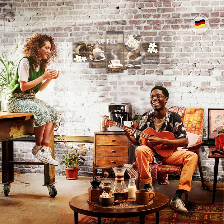 Runa Art Wandbilder Kaffee Küche 5 Teilig Bild auf Vlies Leinwand Deko Esszimmer Küchenbilder Küchen