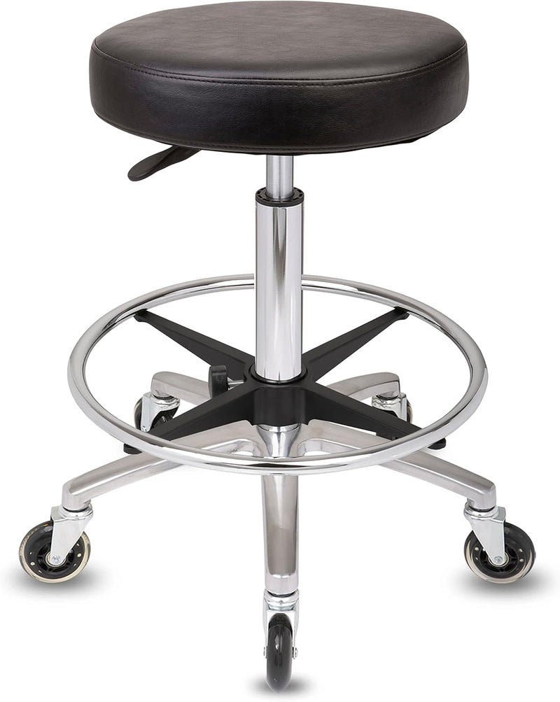 Staboos Rollhocker bis 160 kg - Premium Sitz rund und Fussstütze - Praxishocker mit Rollen und Fusss