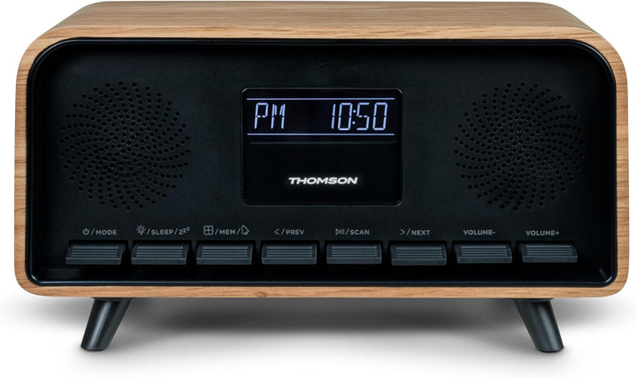 THOMSON Bluetooth-Radio, Vintage, Cosy, 30 W, FM-Radio, Dual-Alarm, Écran LCD, USB-C-Ladegerät, Alim
