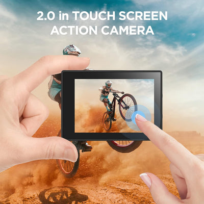 TIMNUT 4K Action Cam Touchscreen - Dual Screen 40M Unterwasserkamera 170°Weitwinkel Helmkamera 20MP