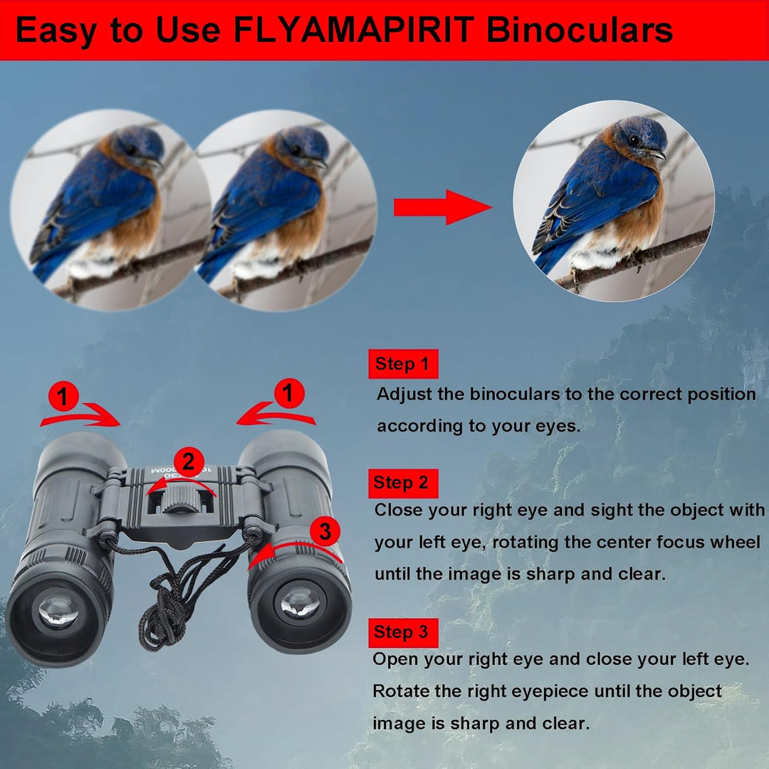 FLYAMAPIRIT Mini Fernglas Teleskop Faltbares 12X30 HD Fernglas mit Tragegurt und Tragetasche für Vog