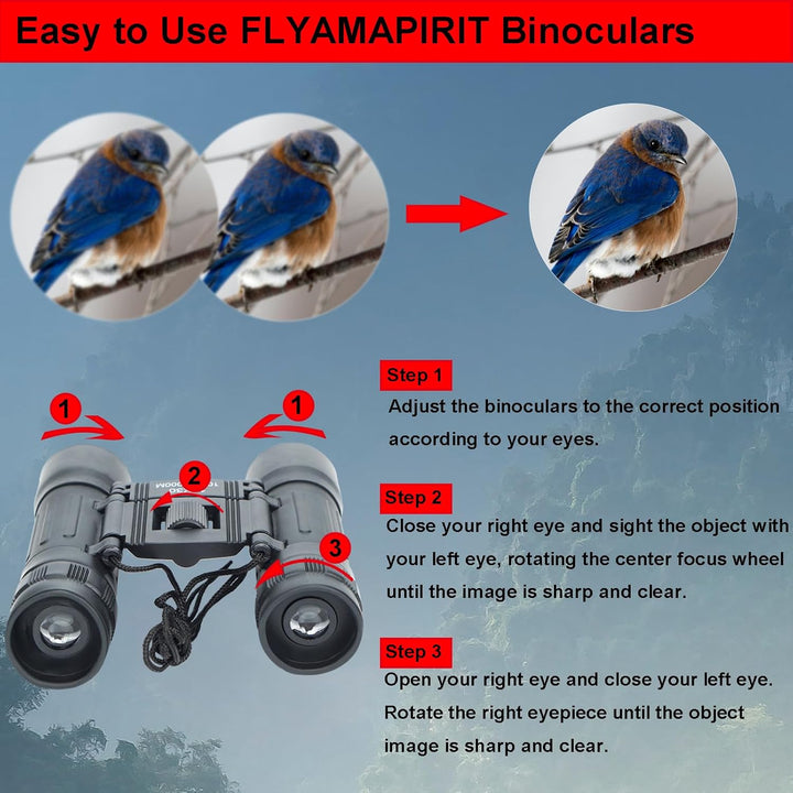 FLYAMAPIRIT Mini Fernglas Teleskop Faltbares 12X30 HD Fernglas mit Tragegurt und Tragetasche für Vog