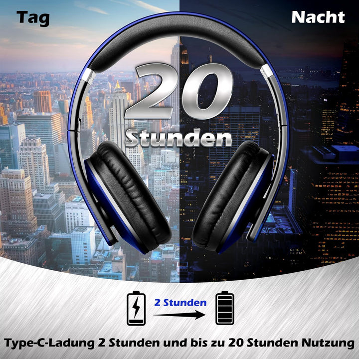 August EP650 - Bluetooth Kopfhörer v4.2 NFC mit aptX Low Latency - Stereo Over Ear Headphones Audio