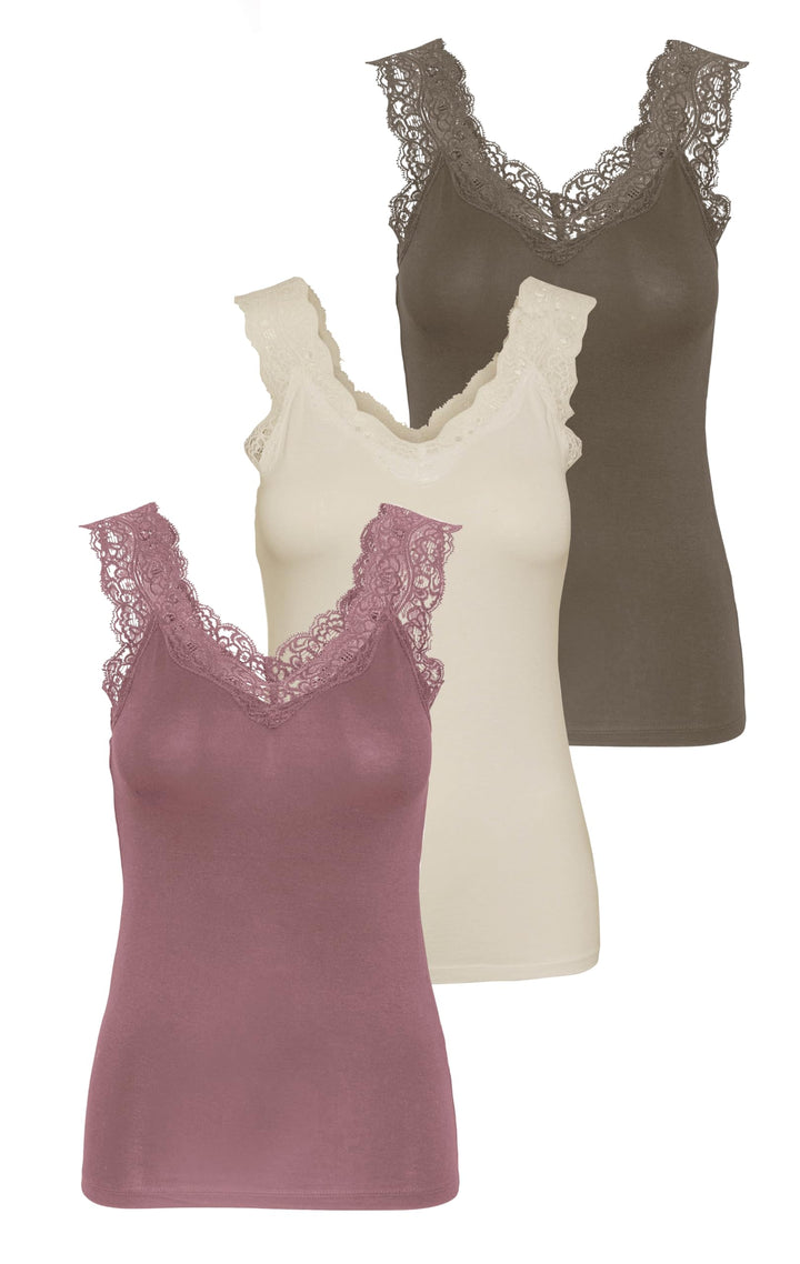 PIECES Damen Pcbarbera Lace Noos Bc Top S 1x Nostalgia Rose, 1x Birch, 1x Walnut, S 1x Nostalgia Ros