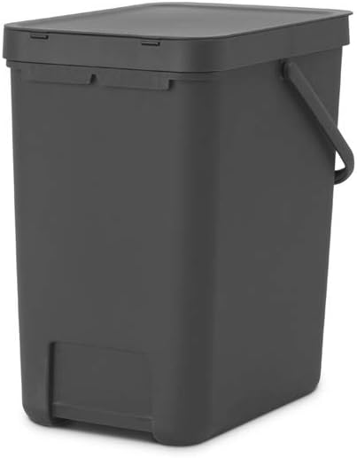 Brabantia Sort & Go Mülleimer, Kunststoff, Grau, 25 Liter Grey 25 Liter Mülleimer, Grey 25 Liter Mül