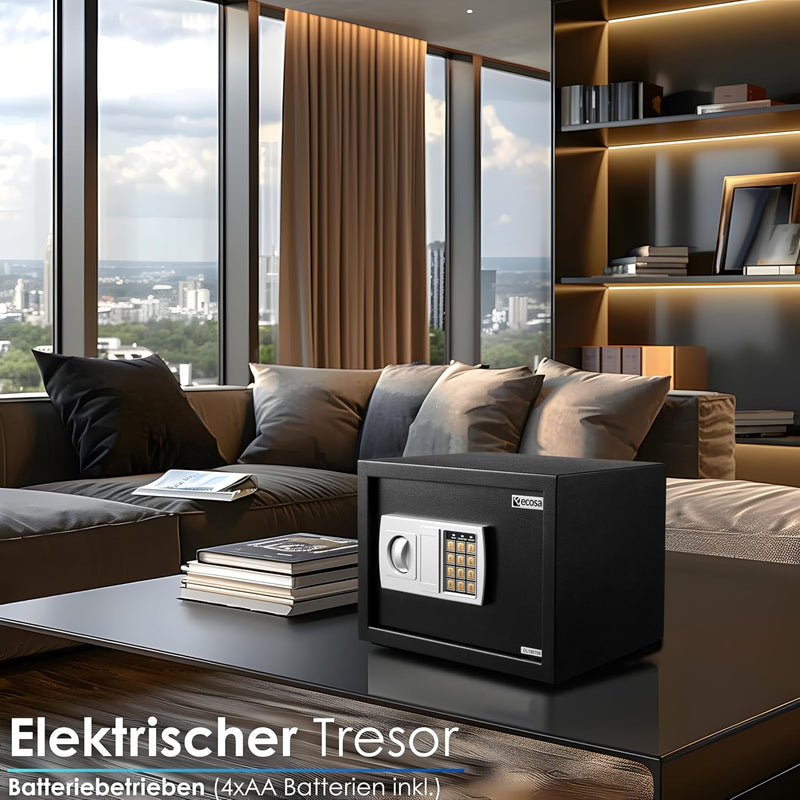 Ecosa Tresor elektronisch Kombinationsschloss Tresor für Zuhause Tresor mit Schlüssel Tresor mit Zah