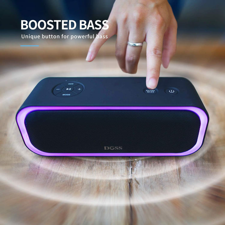 DOSS Bluetooth Lautsprecher, SoundBox Pro Musikbox Bluetooth, 20W, Mehrfarbige Lichter, IPX5-Wasserd