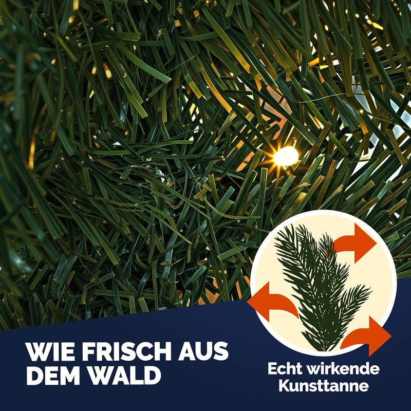 Casaria Weihnachtsgirlande mit Beleuchtung Deko 10m 160 LEDs Beleuchtet Innen Aussen Grün Weihnachts
