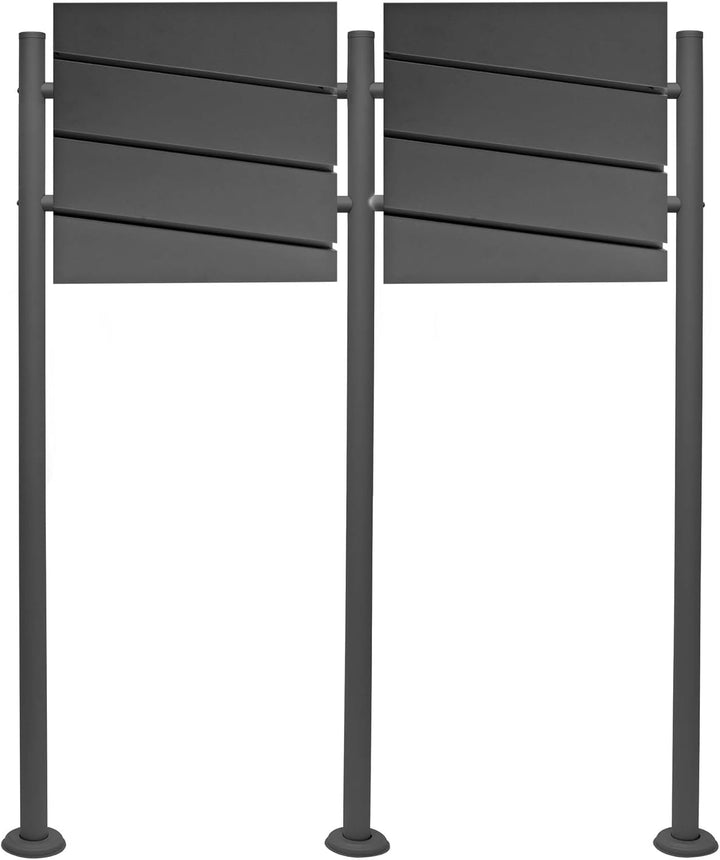 Wiltec 2er Set Designer Briefkasten V16 Anthrazit 1000 x 135 x 1200 mm, Wandbriefkasten mit Schloss,
