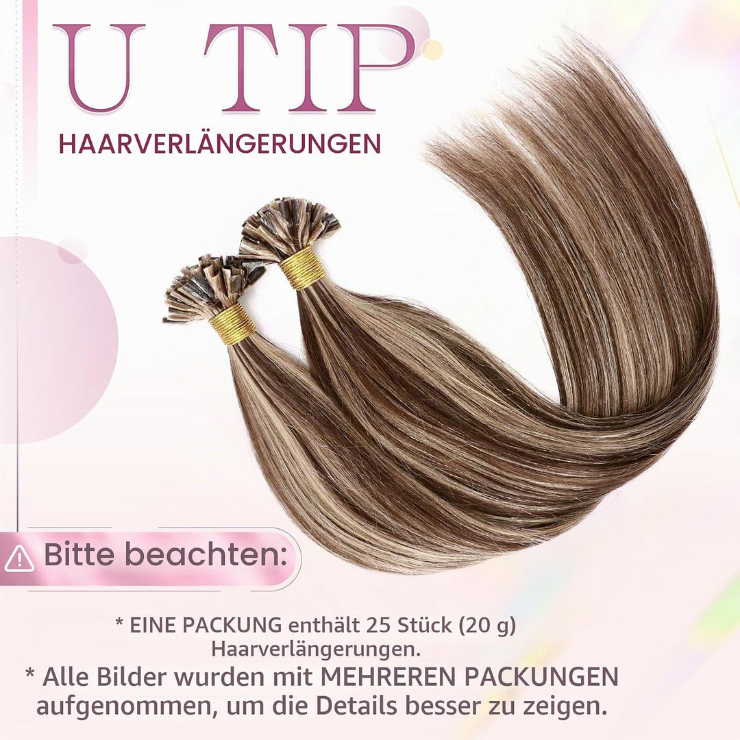 Elailite Extensions Echthaar Bondings Haarverlängerung Balayage U-tip Keratin Haar Extension Glatt 2