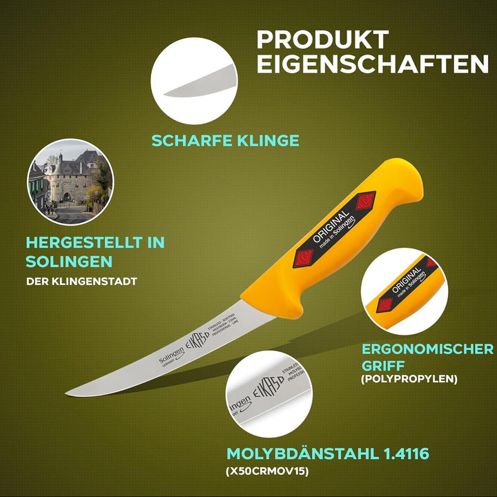 EIKASO 1021310-312 Ausbeinmesser Gebogen, 13cm Flexibel Klinge, 26cm Länge 13 cm flexibel, 13 cm fle