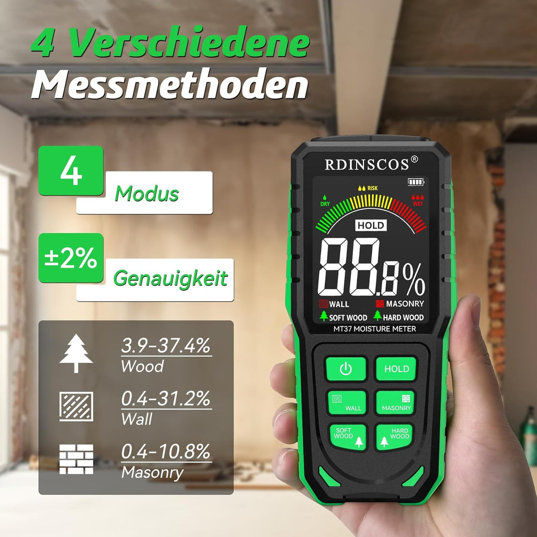 Feuchtigkeitsmessgerät Wiederaufladbarkeit Holzfeuchtemessgerät mit Farb-LCD Wandfeuchtemessgerät Ma