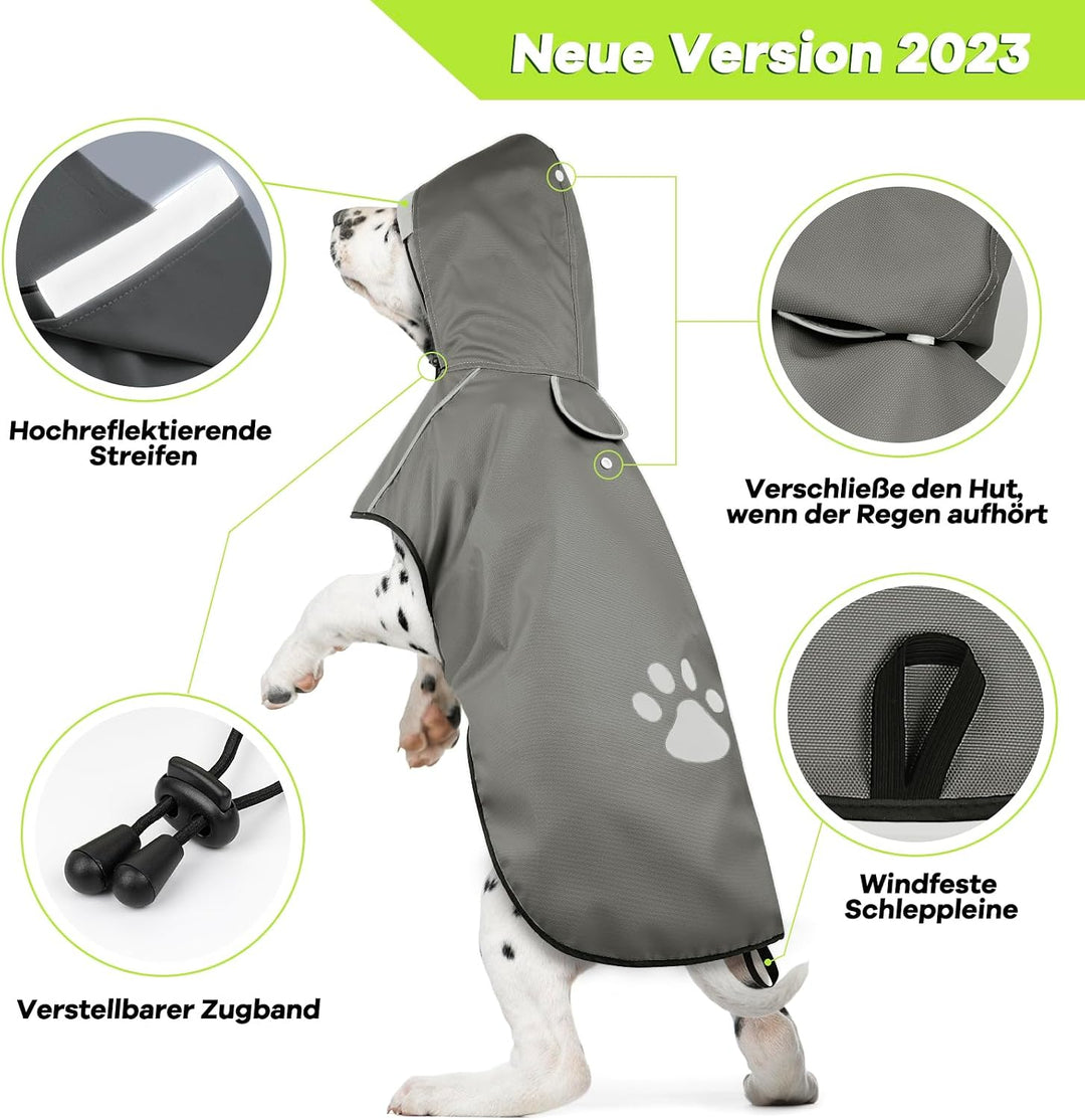 Regenjacke DQGHQME Haustier Regenmantel mit Kapuze, Einstellbare Hunderegenmantel, Hundemantel Wasse