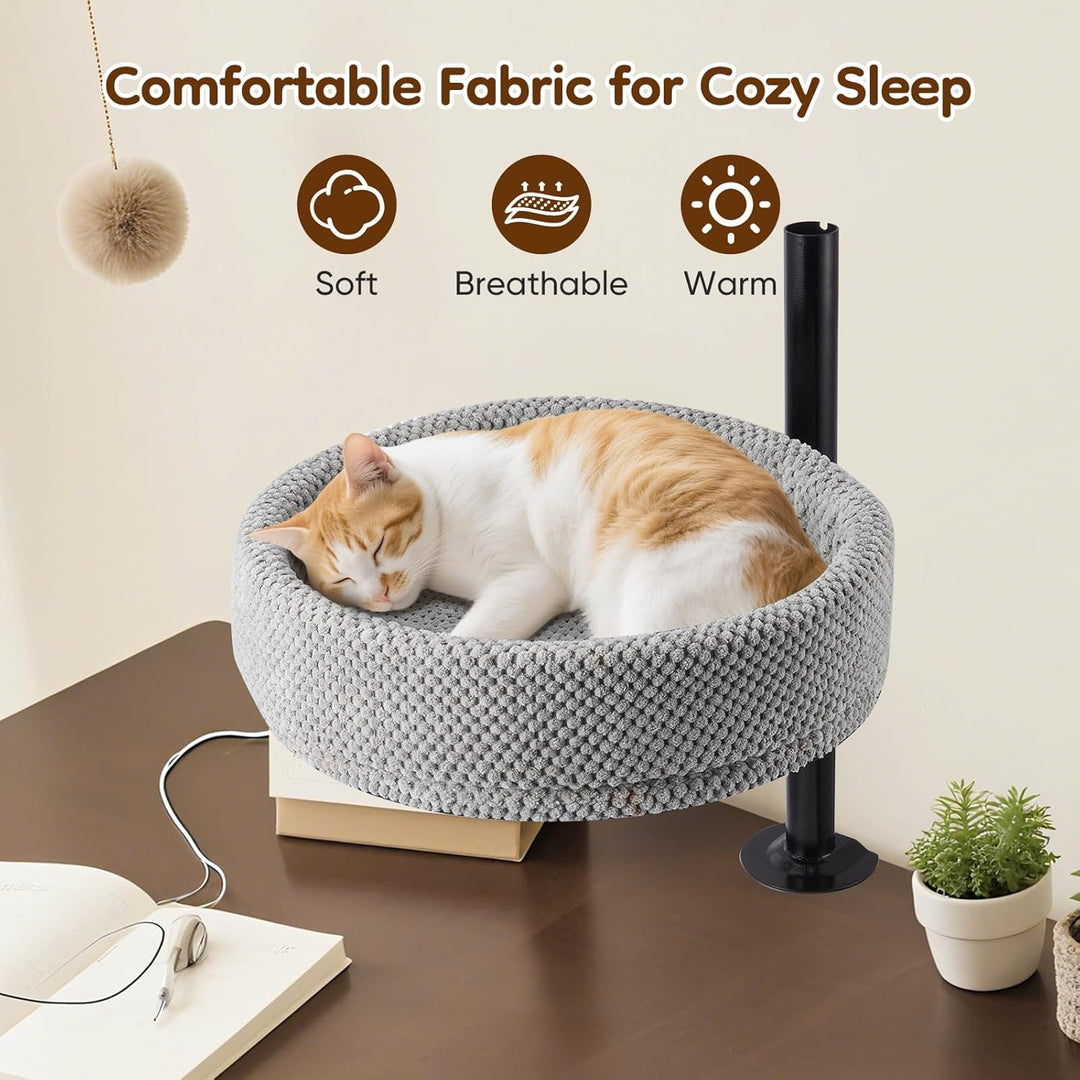 Höhenverstellbares Katzenbett für Schreibtische – 360° drehbar, Einklemmschutz und platzsparend, Kat
