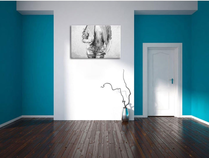 Sexy Woman Pinsel Effekt, Format: 100x70 auf Leinwand, XXL riesige Bilder fertig gerahmt mit Keilrah