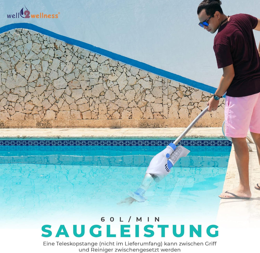 Well2Wellness Pool Elektrosauger AquaJack 211 | Spa Elektrosauger | Handsauger | Bodensauger | Einfa